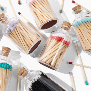 Colorful Apothecary Glass Jar of Matches (7 Color Options): Light Blue