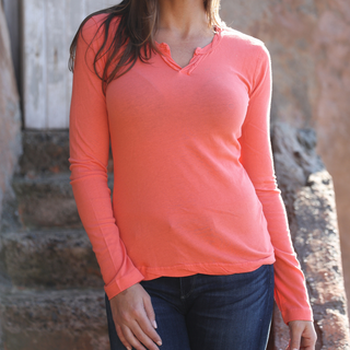 WOMEN'S LONG SLEEVE NOTCH - Simple Laguna (WOMEN'S TEE) - PAPAYA