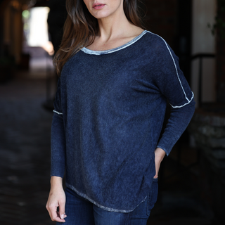 ASYMMETRICAL SWEATER - Simple Laguna (Women's Cashmere) - navy