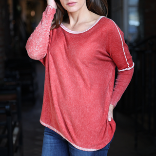 ASYMMETRICAL SWEATER - Simple Laguna (Women's Cashmere) - red