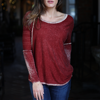 ASYMMETRICAL SWEATER - Simple Laguna (Women's Cashmere) - MERLOT