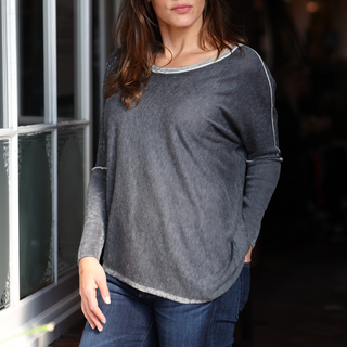 ASYMMETRICAL SWEATER - Simple Laguna (Women's Cashmere) - gray