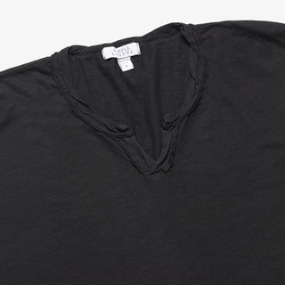 MEN'S LONG SLEEVE NOTCH - Simple Laguna (MEN'S T-SHIRT) - BLACK - focused