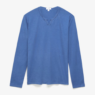 MEN'S LONG SLEEVE NOTCH - Simple Laguna (MEN'S T-SHIRT) - LAGUNA BLUE