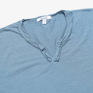 MEN'S LONG SLEEVE NOTCH - Simple Laguna (MEN'S T-SHIRT) - MID-BLUE - focused